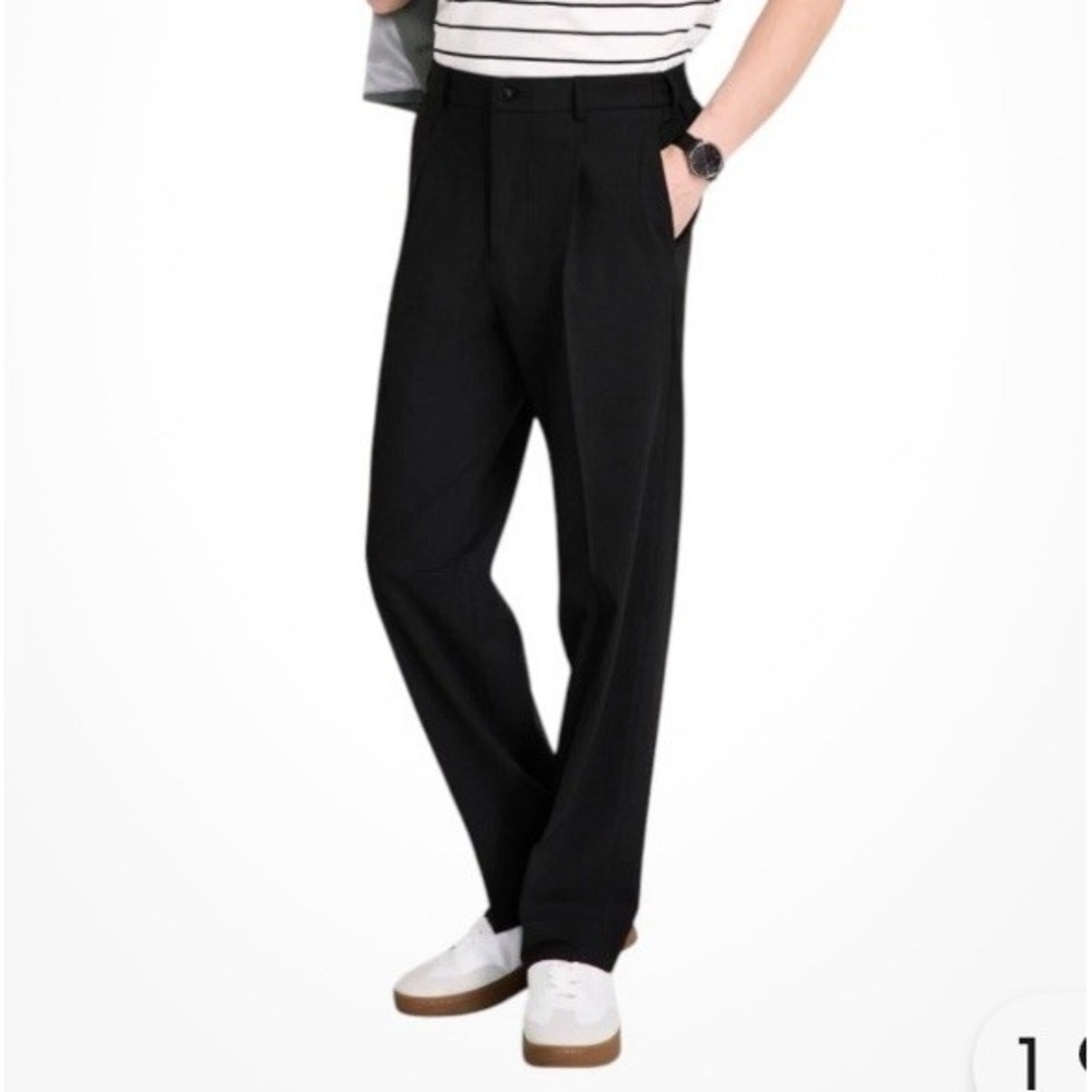 Tommy Hilfiger Mens Relaxed fit Dress Pants 33 / 32 Charcoal Solid‎ Stretch